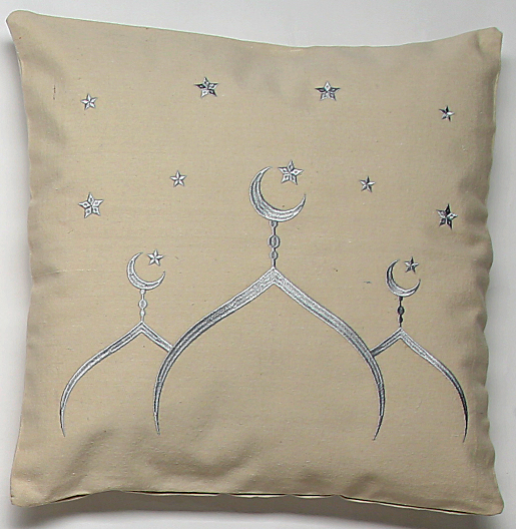 Mosque Silver Embroidery Cushion