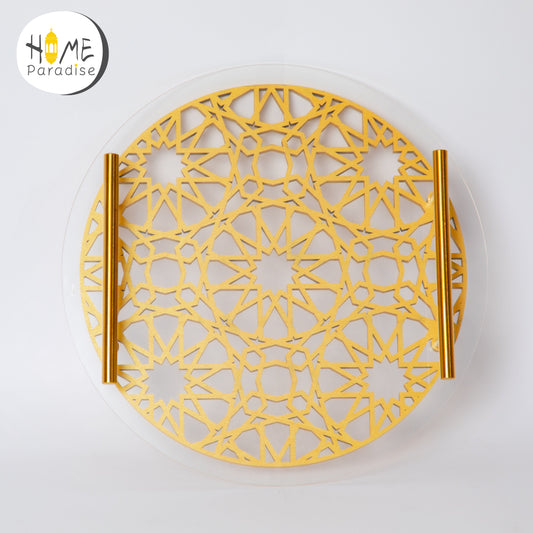 Arabesque Acrylic and Wooden Tray