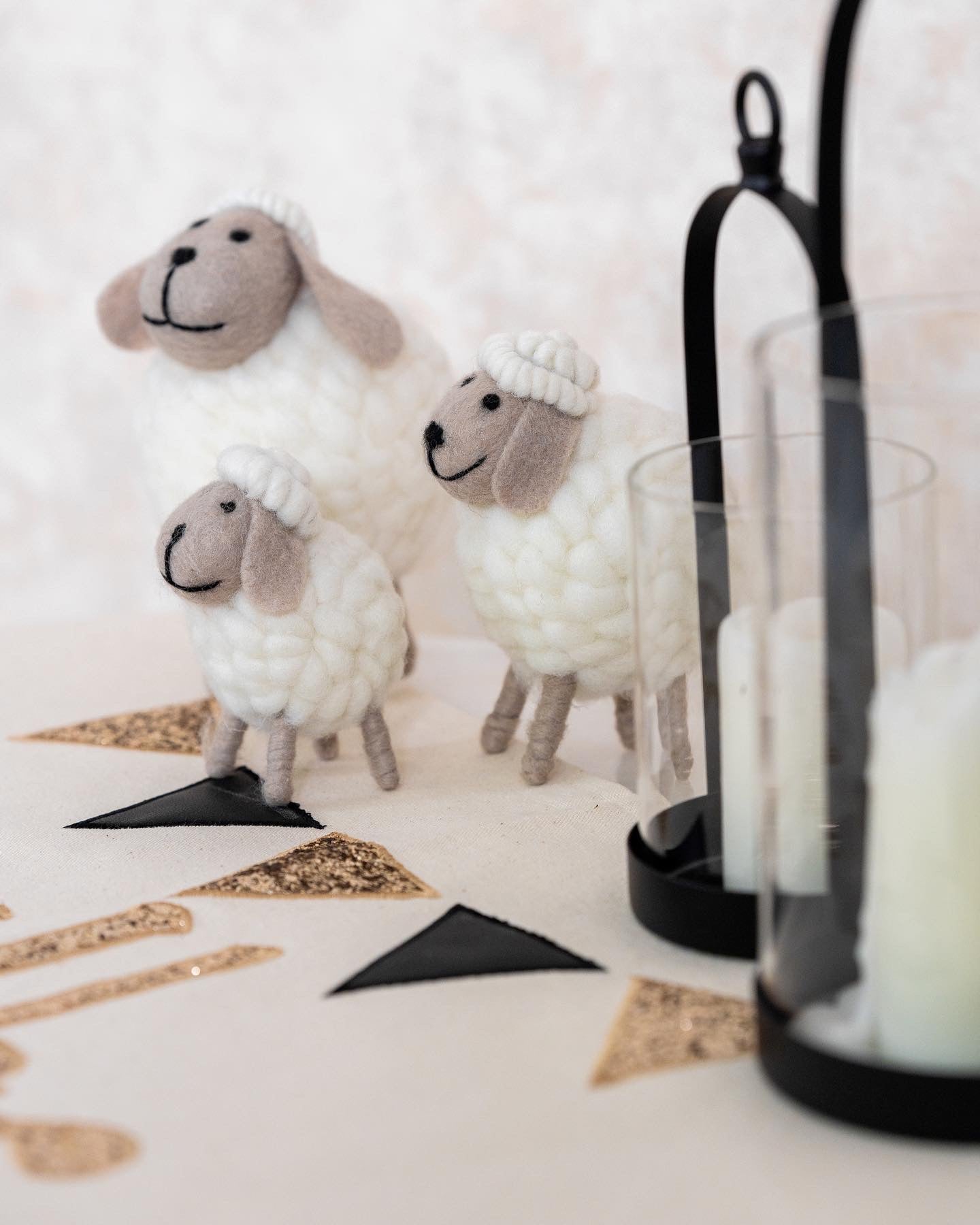 Cute Wool Sheep tabletop decor set of 3