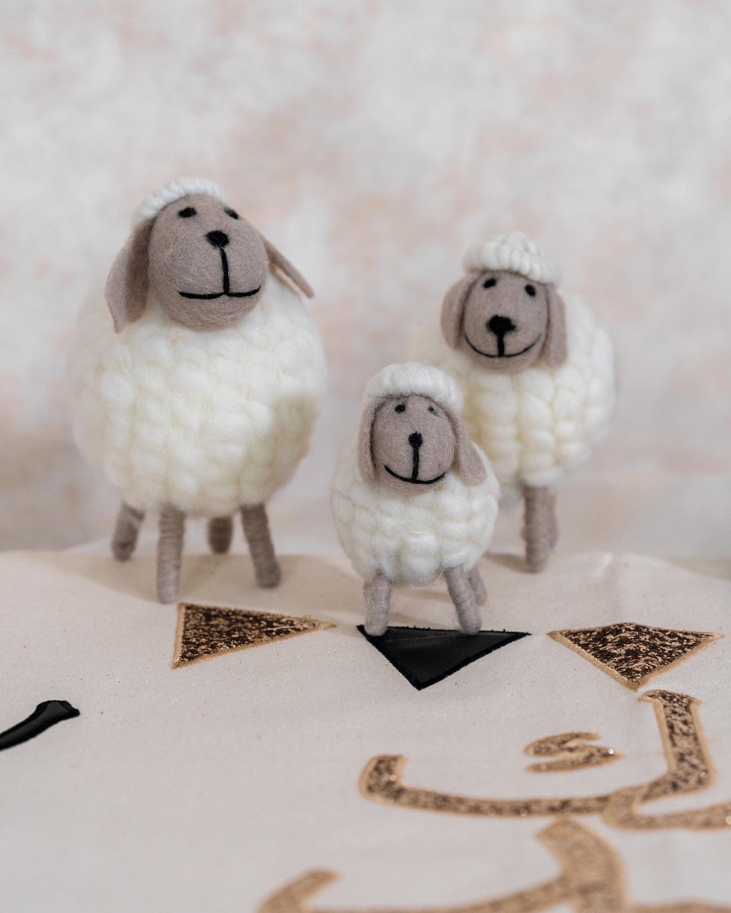 Cute Wool Sheep tabletop decor set of 3