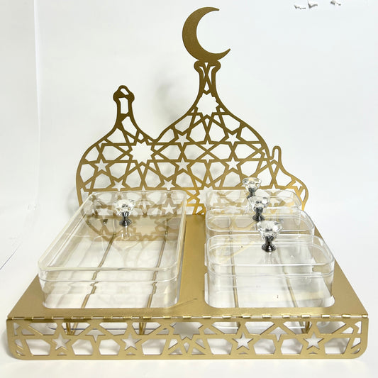 Arabesque Serving Tray with acrylic boxes