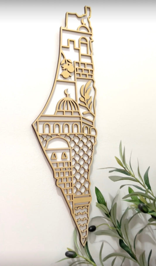 Palestine Map - Gold