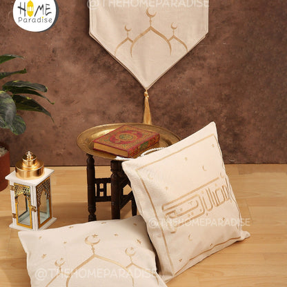 Mosque Gold Embroidery Table Runner & Cushions