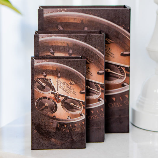 Rolex Wooden Decorative Books Set of 3