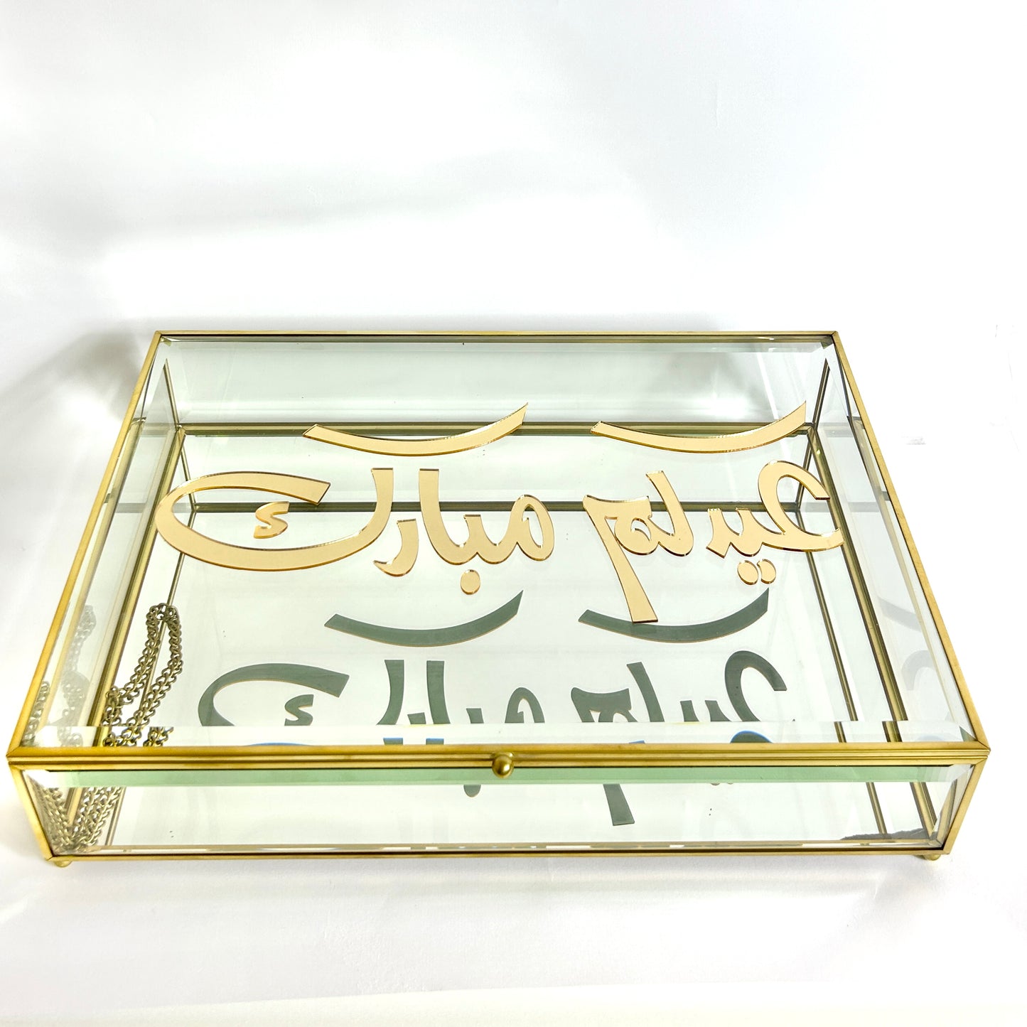 Golden Desserts Glass Box عيدكم مبارك