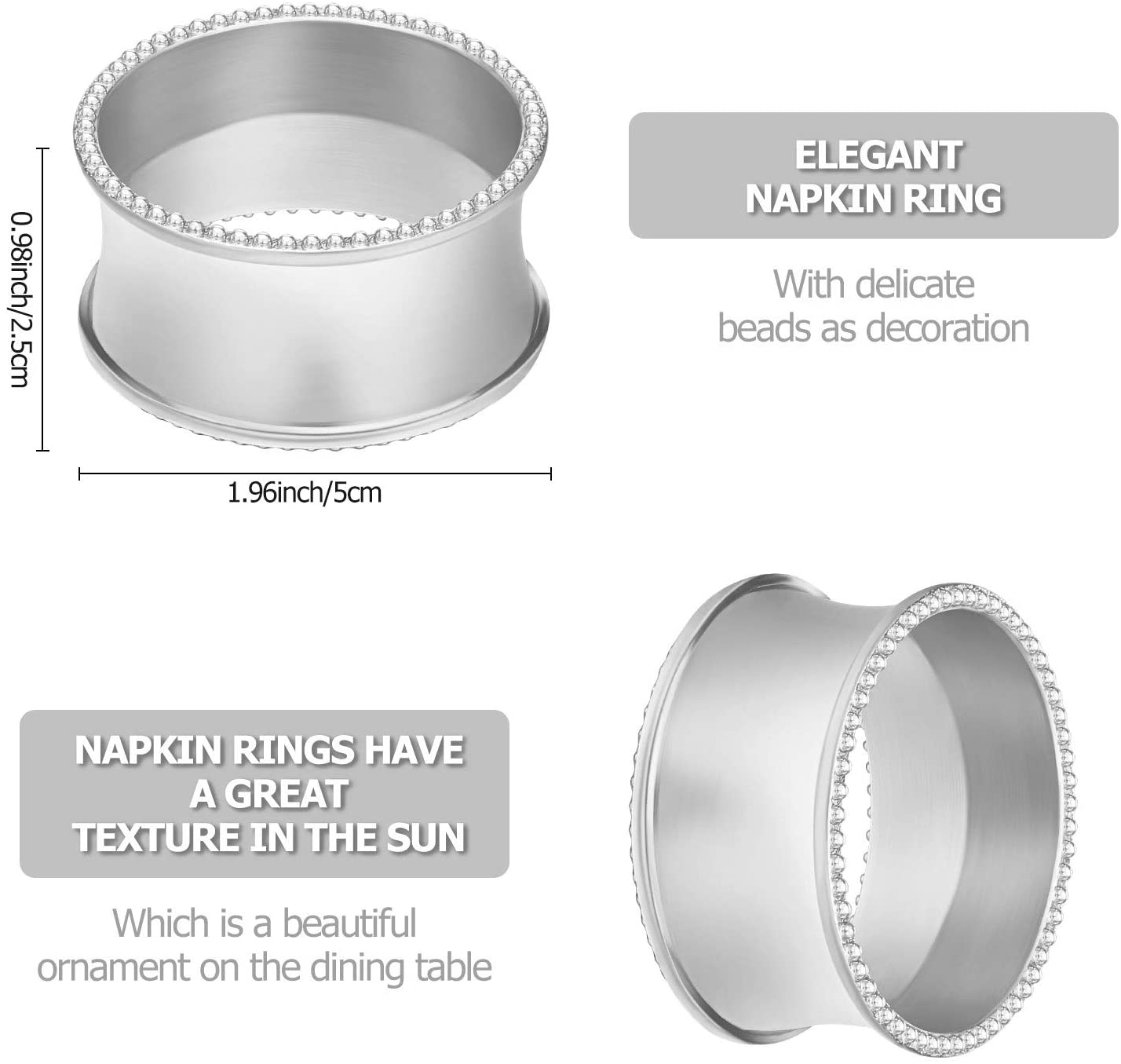 Elegant Silver Metal adjustable Napkin Ring Gold Napkin Buckle