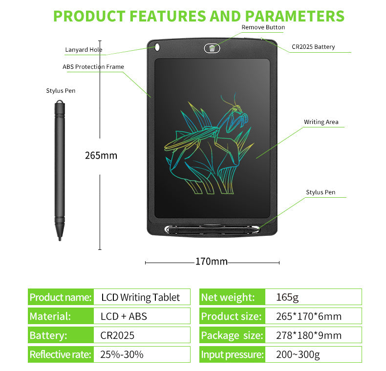 Drawing paperless lcd erasable tablet - Blue