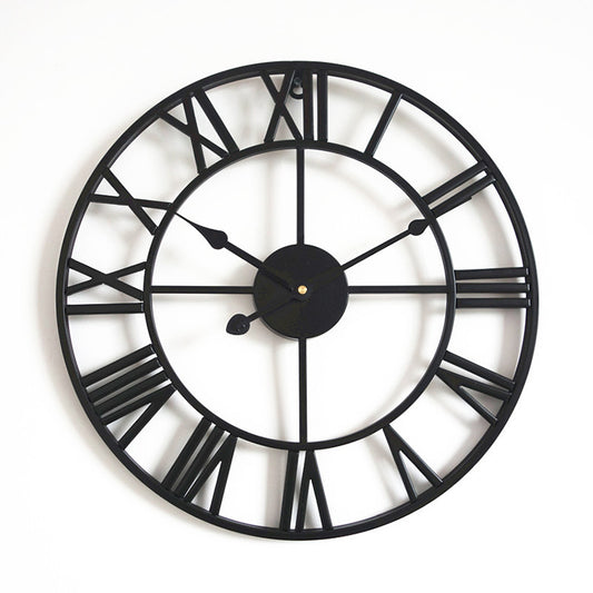 Circle Handicraft Black Round Shape Metal Clock