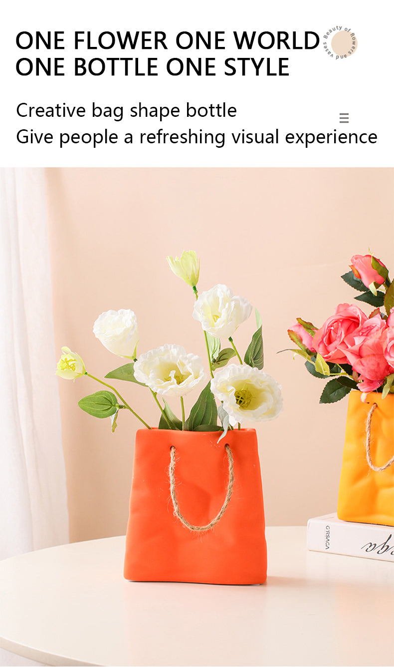 Redeco Unique Orange Flower Vase Handbag