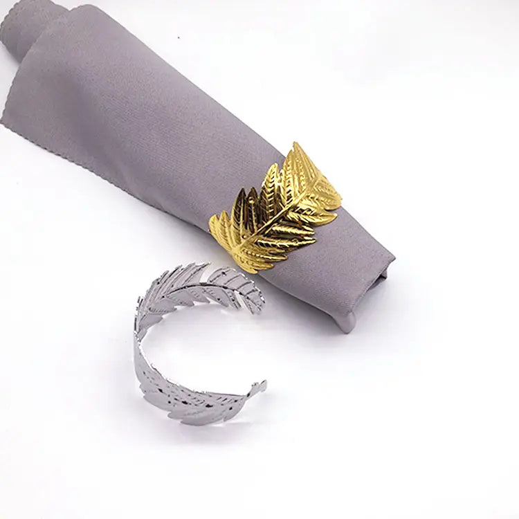 Creative Feather Metal adjustable Napkin Ring Gold Napkin Buckle