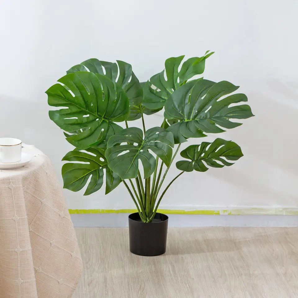 Plastic potted monstera leaf monstera tree plant