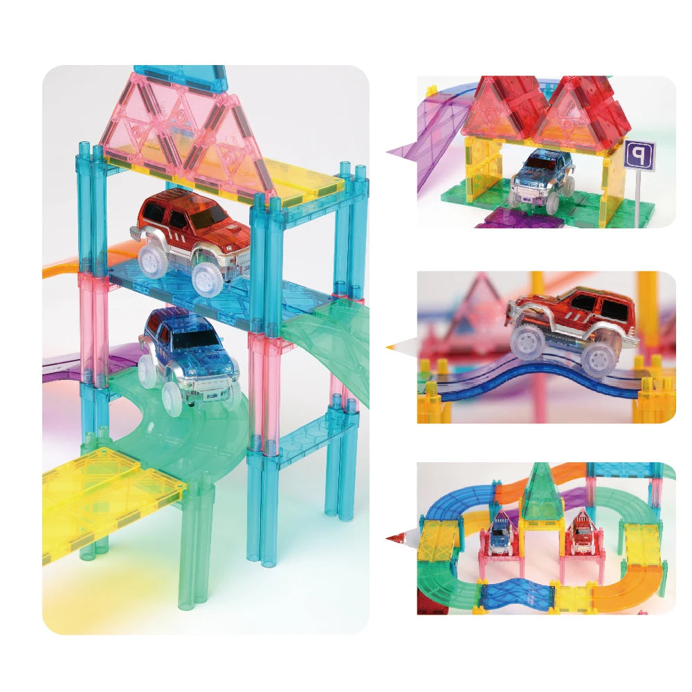 Colorful  Car Race Track Magnetic Blocks Set