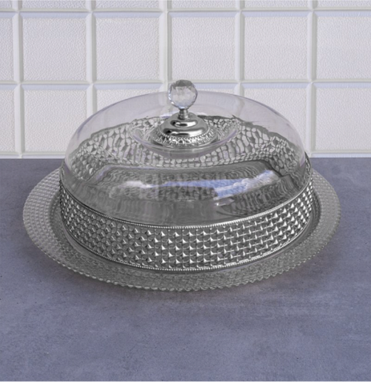 Silver Cake and Dessert Plate with Lid