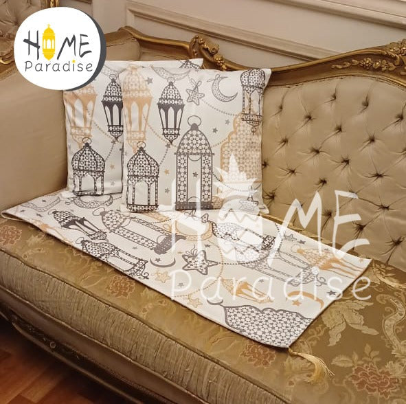 Lanterns Ramadan Table runner with 2 cushions