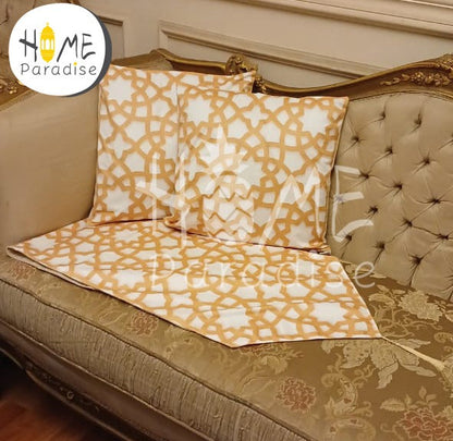 Yellow Ramadan Table runner with 2 cushions