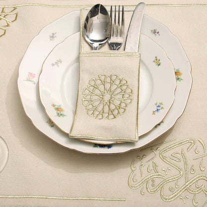 Set of 8 Gold Placemat Ramadan set with cutlery holder