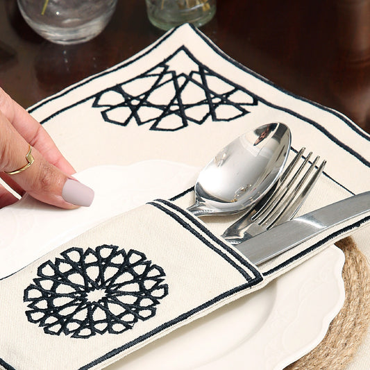 Black Placemat Ramadan set with cutlery holder