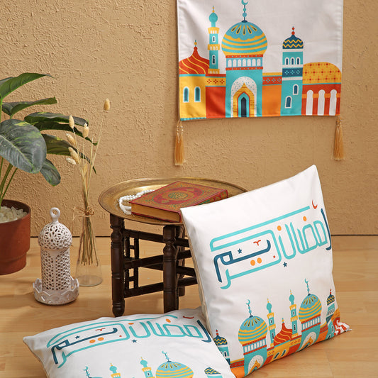 Orange Ramadan Table runner with 2 cushions