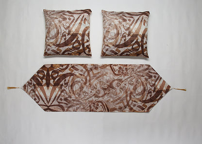 Brown Ramadan Table runner with 2 cushions