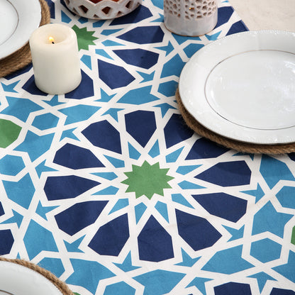 Blue Ramadan Table runner with 2 cushions