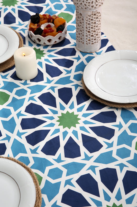 Blue Ramadan Table runner with 2 cushions