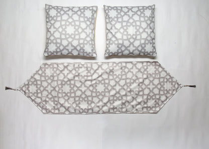 Silver Ramadan Table runner with 2 cushions