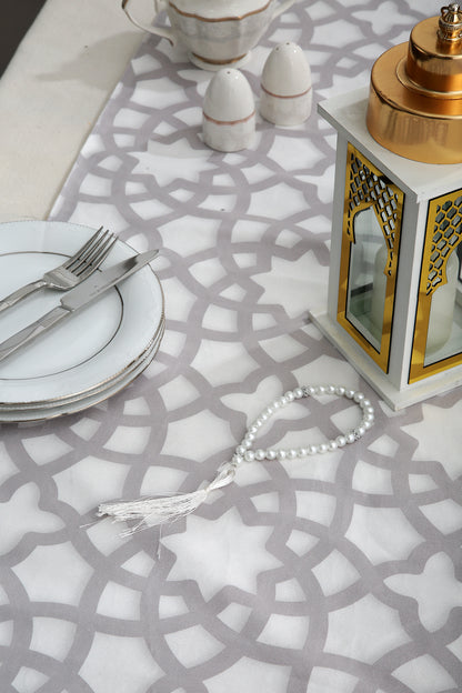 Silver Ramadan Table runner with 2 cushions