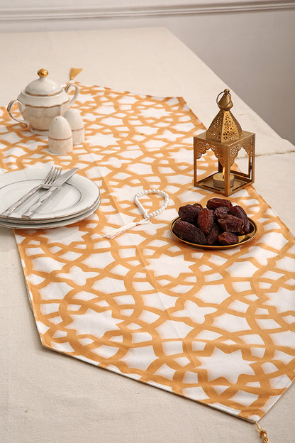 Yellow Ramadan Table runner with 2 cushions