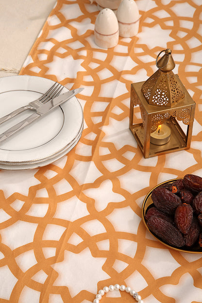 Yellow Ramadan Table runner with 2 cushions