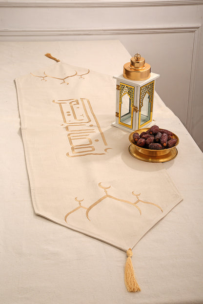 Mosque Gold Embroidery Table Runner & Cushions