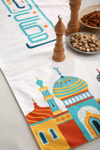 Orange Ramadan Table runner with 2 cushions
