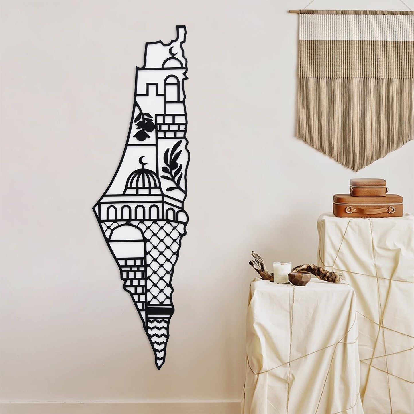 Palestine Map - Black