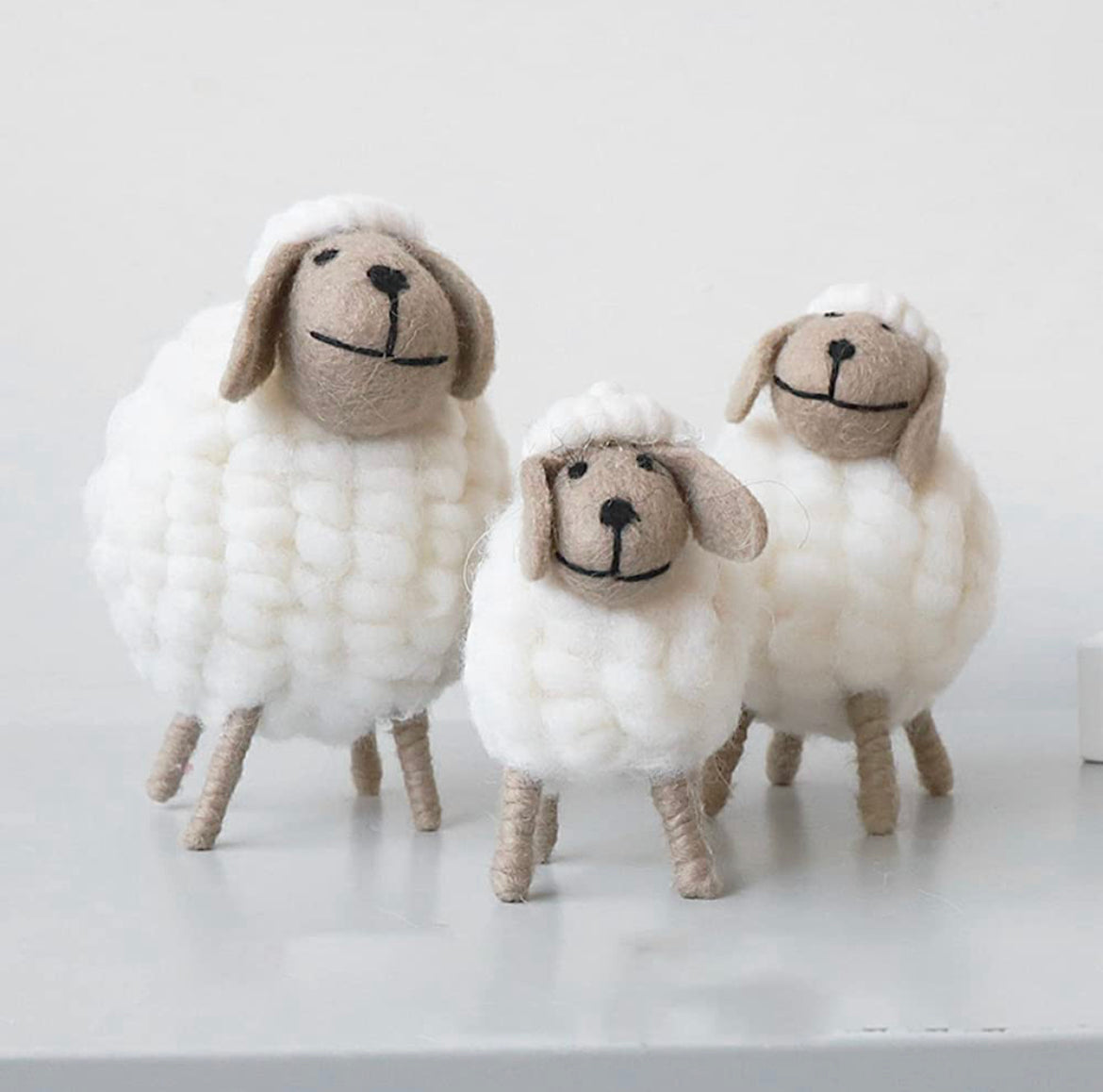 Cute Wool Sheep tabletop decor set of 3