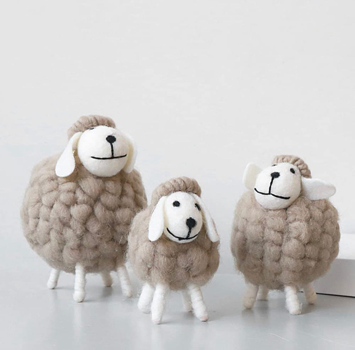 Cute Wool Sheep tabletop decor set of 3