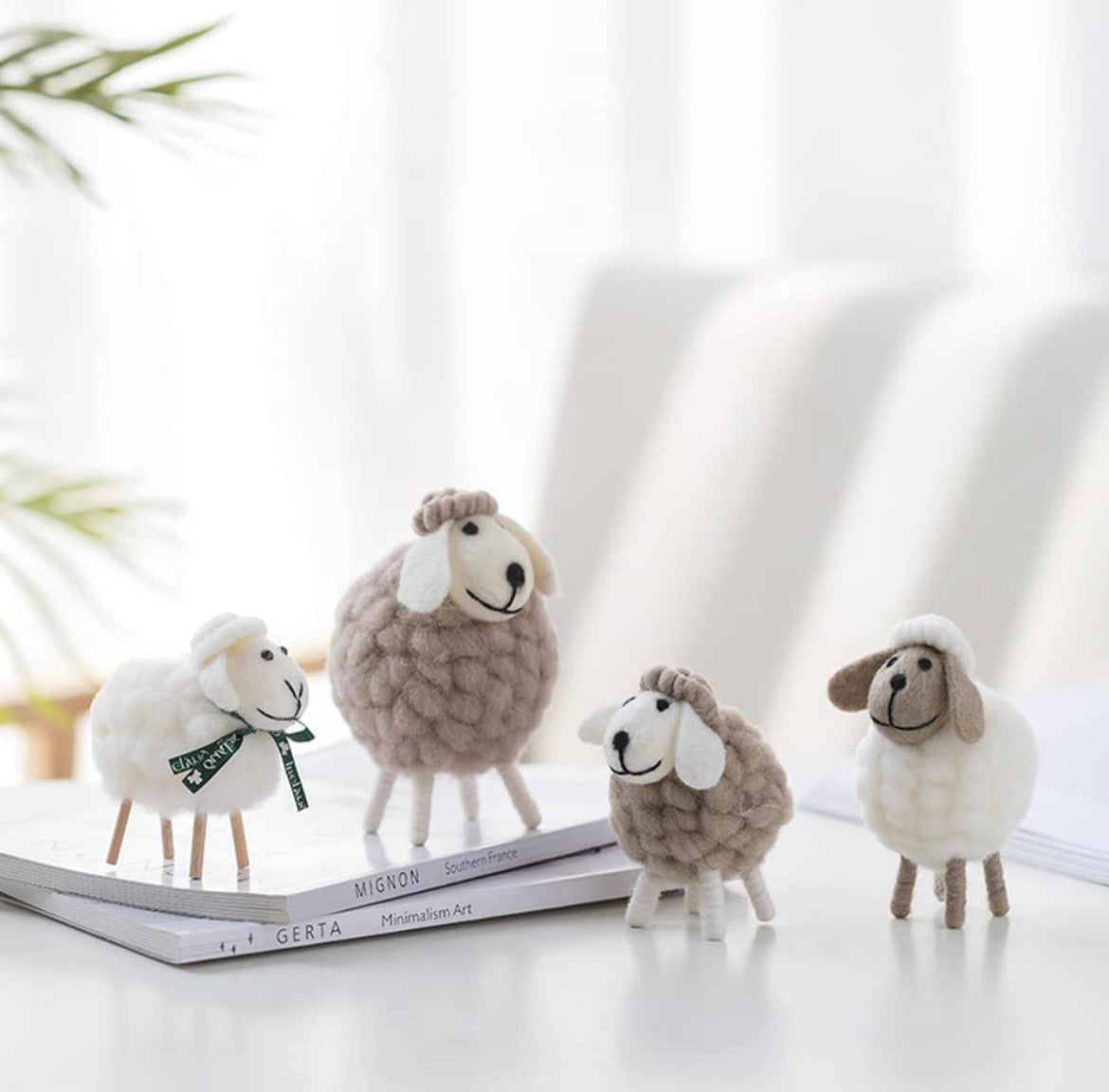 Cute Wool Sheep tabletop decor set of 3