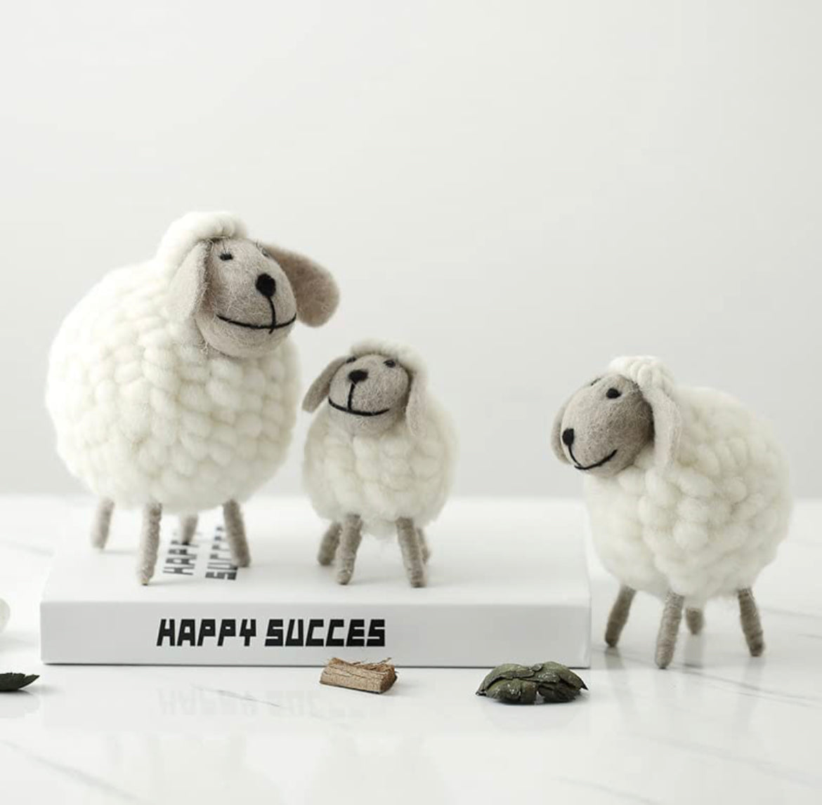 Cute Wool Sheep tabletop decor set of 3