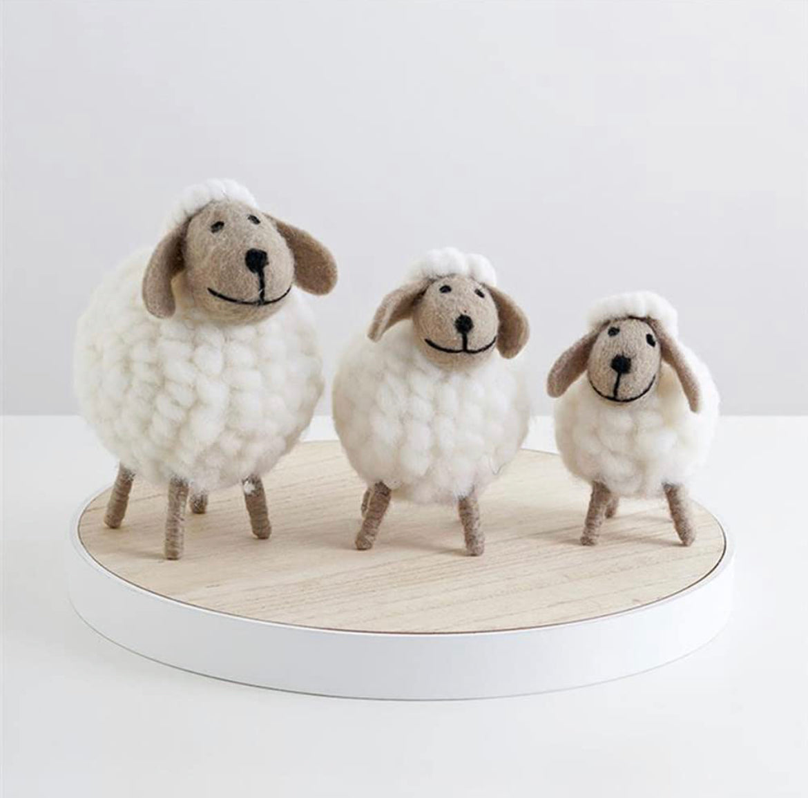 Cute Wool Sheep tabletop decor set of 3