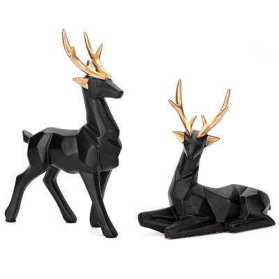 Resin deer tabletop decor set of 2