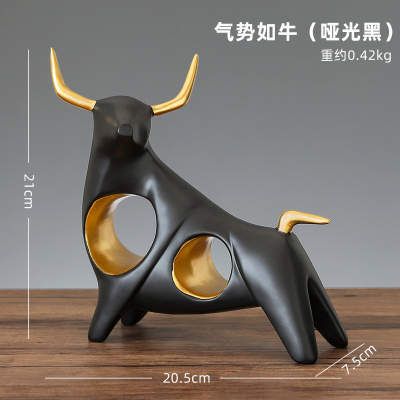 Black Resin Decorative Bull Set of 2