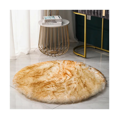 Round faux fur gold