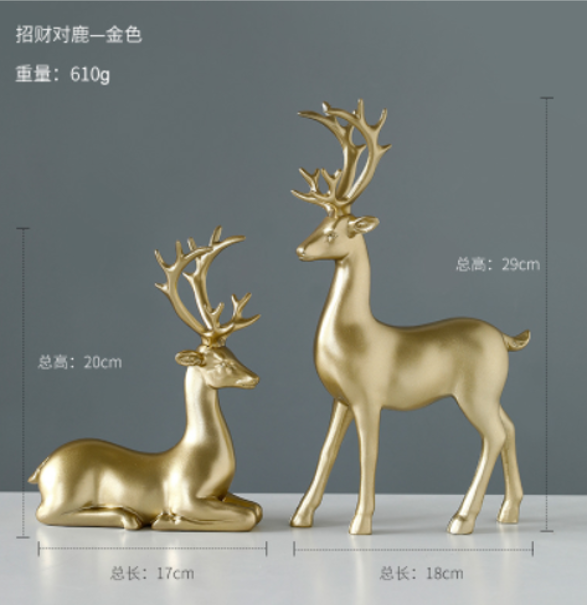 Resin deer tabletop decor set of 2