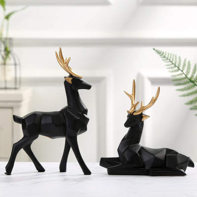 Resin deer tabletop decor set of 2