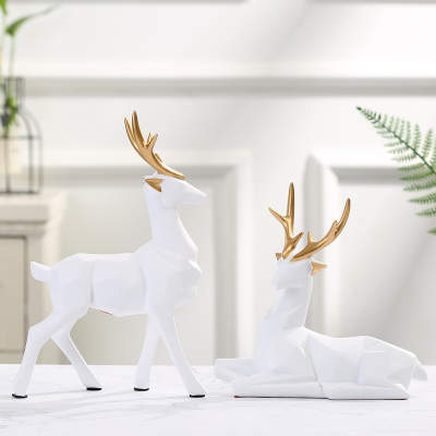 Resin deer tabletop decor set of 2