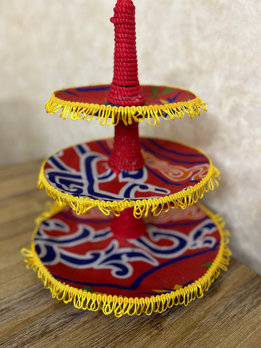 3-tier Red Khayamiyah Serving Tray