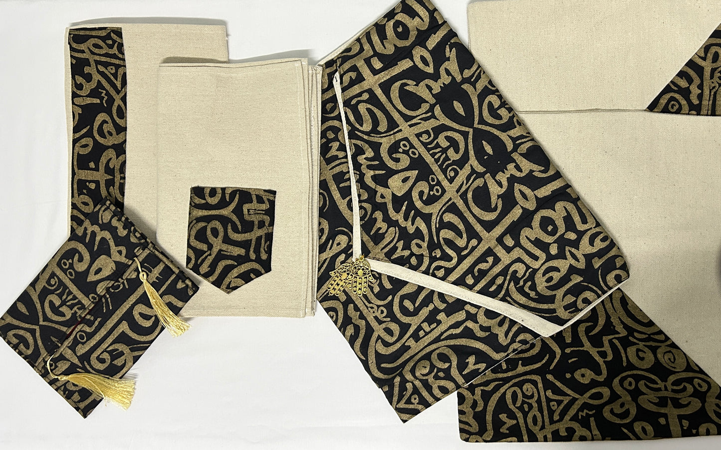 Black with Gold Koufi Table Runner Set