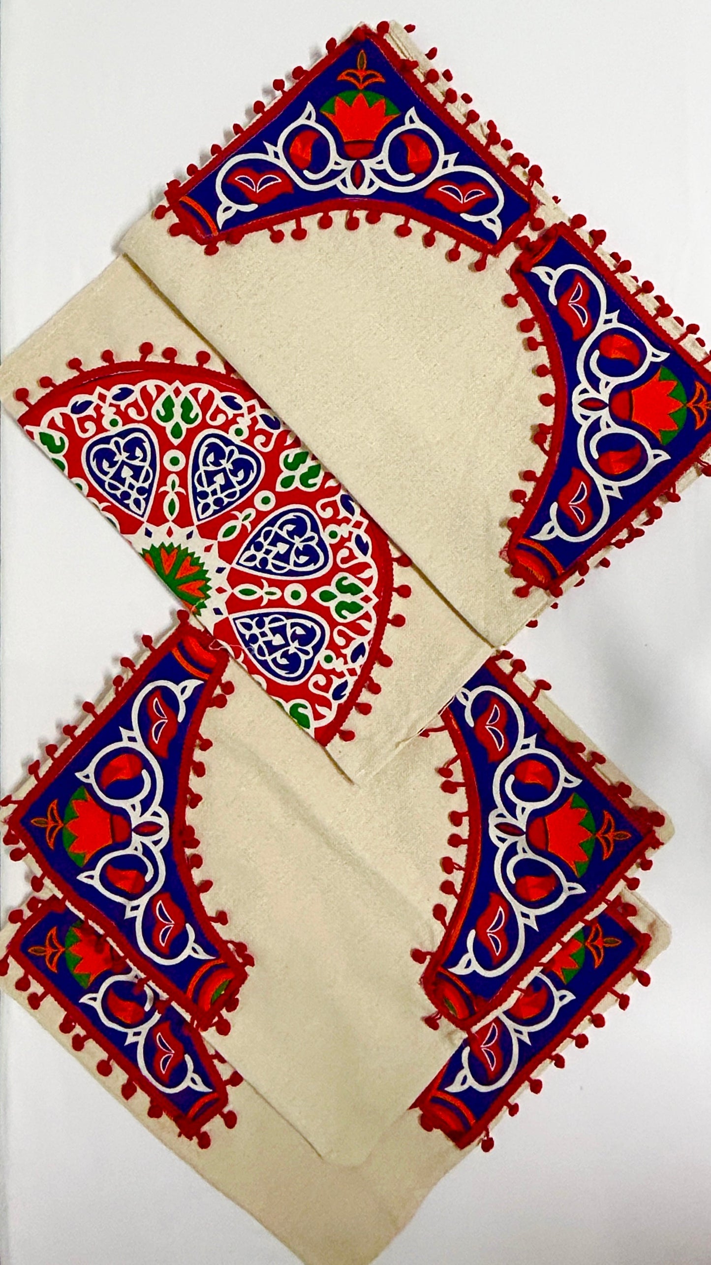 Red Khayamiyah Table Runner with cushions