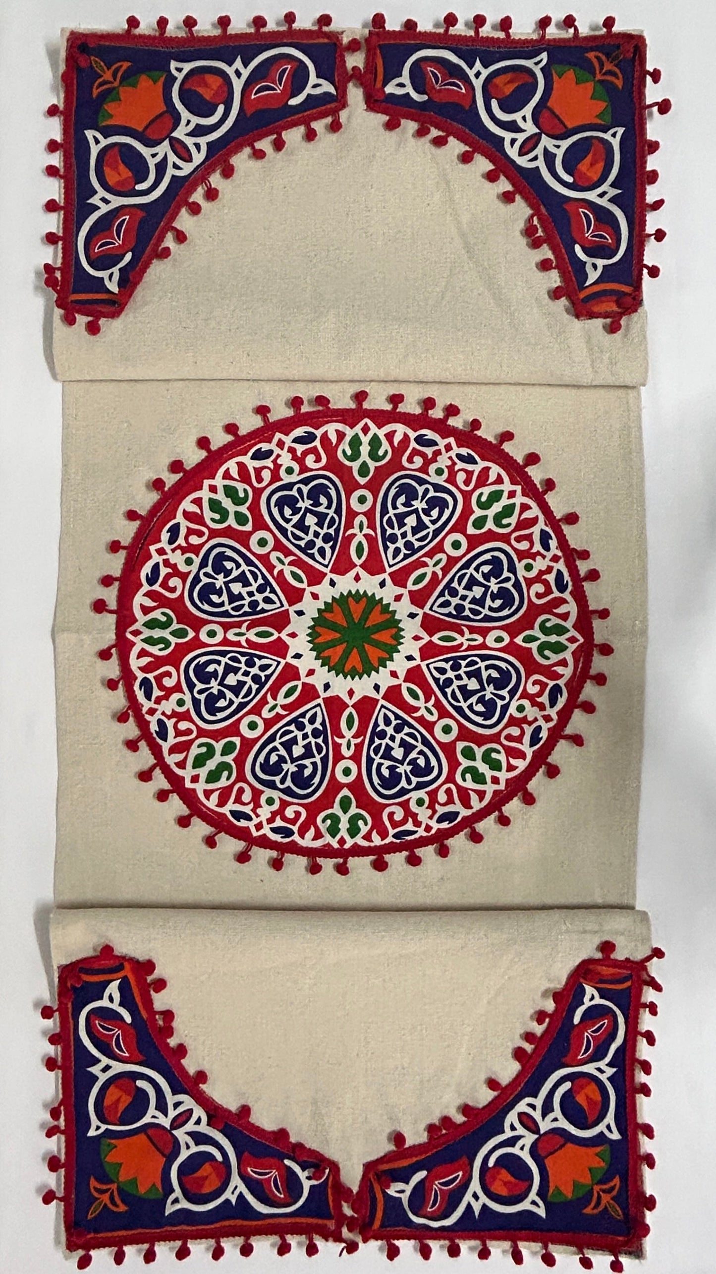 Red Khayamiyah Table Runner with cushions