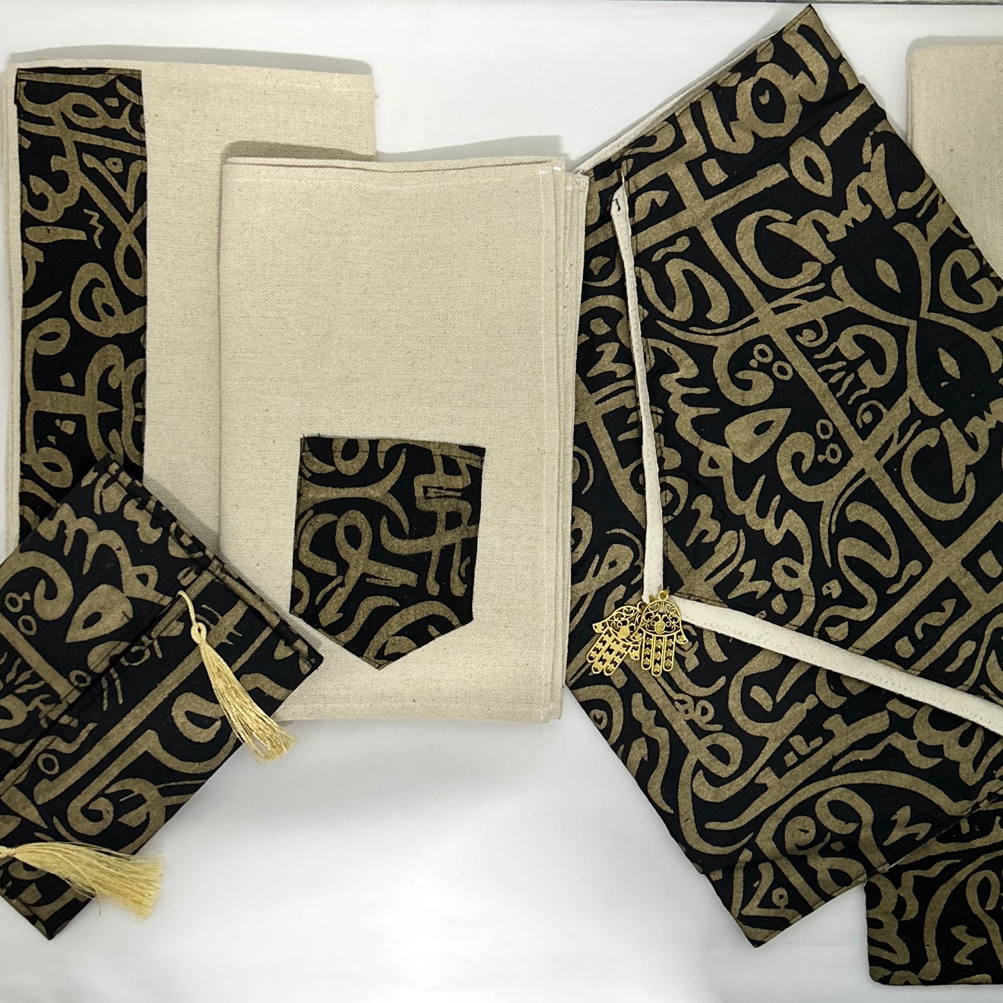 Black with Gold Koufi Table Runner Set